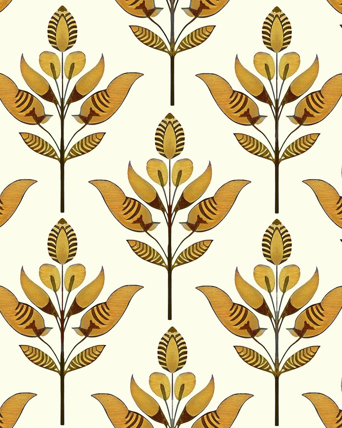 BOKEBEVE Leaves Contact Paper Floral Wallpaper Stick and Peel Boho Damask Wall Paper for Liner Drawer Cabinet Backsplash Renter Friendly Waterproof 17.5 x 118In