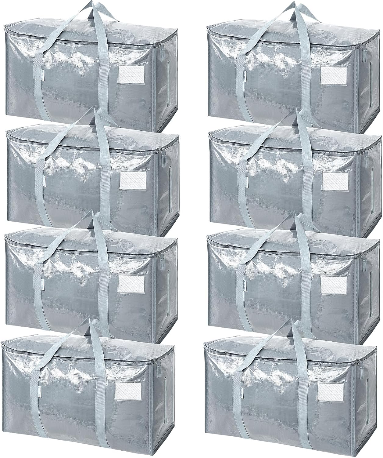 TICONN 4 Pack Extra Large Moving Bags Heavy Duty with Zippers & Carrying Handles, Durable Storage Bags Moving Boxes for Closet Organizers and Storage (4 Pack, Blue)