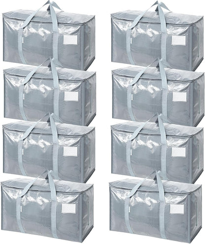 TICONN 4 Pack Extra Large Moving Bags Heavy Duty with Zippers & Carrying Handles, Durable Storage Bags Moving Boxes for Closet Organizers and Storage (4 Pack, Blue)