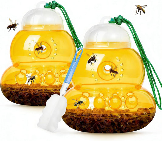 2 Pack Reusable Wasp Traps Outdoor Hanging | Yellow Jacket Trap Carpenter Bee Traps for Outside Hornet Trap Wasp Catcher for Outdoor Garden, Farm, Insect Bug Flies
