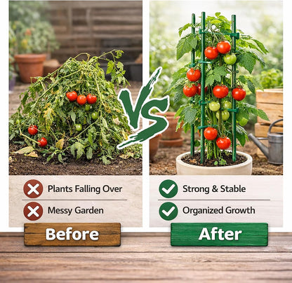 Extendable Plant Stakes 12 Inch, 12-Pack Heavy Duty Plant Support Poles with 12 Clips, Stackable Plant Holder Sticks for Orchid, Monstera, Amaryllis, Tomato, Indoor Outdoor Plants