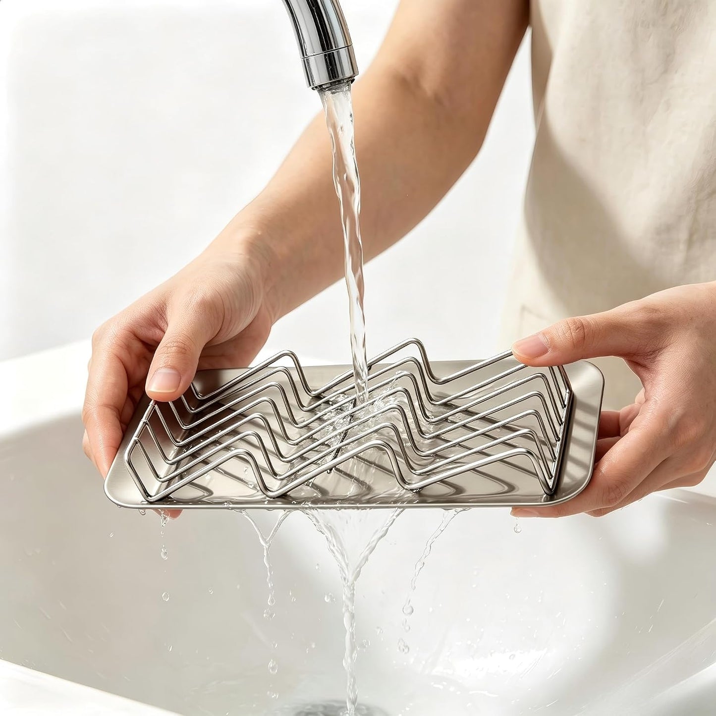 304 Stainless Steel 3 Bar Soap Dish, Self Draining Shampoo Bar Holder for Solid Shampoo & Conditioner Bars, Corner Soap Holder Tray for Shower Bathroom
