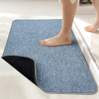 Bath Mat,Ultra Thin Bathroom Rugs,Rubber Bath Mats for Bathroom,No Slip Bath Rugs,Quick Dry,Machine Washable,Low Pile,Absorbent,Shower Outside,Sink,Home Decor Accessories.Grey,1'5"x2'3"(17x27Inch)