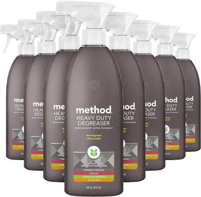 Method Heavy Duty Degreaser, Lemongrass Scent, Oven Cleaner & Stove Top Cleaner, 28 Oz Spray Bottle (Pack of 1),(Packaging may vary)