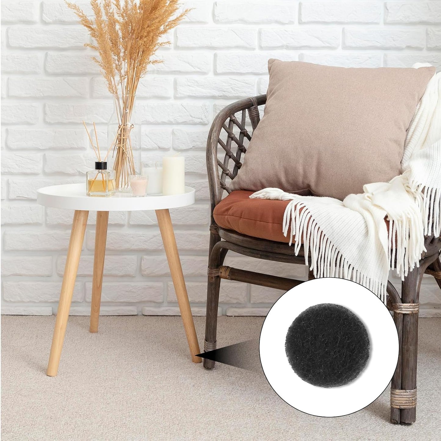 TIESOME 624Pcs Small Felt Pads for Coasters Bottom Dots, 0.39 Inch Self Adhesive Round Felt Pads Cabinet Door Bumpers Cushion Dots Furniture Pads Floor Protectors for Chair Legs Floors, Black