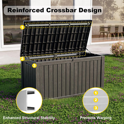 EasyUp 33 Gallon Resin Deck Box Waterproof, UV Resistant Outdoor Storage Box for Delivery, Porch, Patio and Garden, Stripe Black