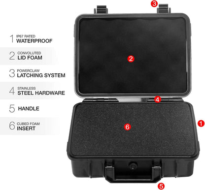 8" Small Hard Case with Pluck Foam Insert, 8.6 x 4.9 x 1.9 Inch - Protective Waterproof Plastic Tiny Box for Storage Medical item, Micro Tools - Lockable, Portable for Travel