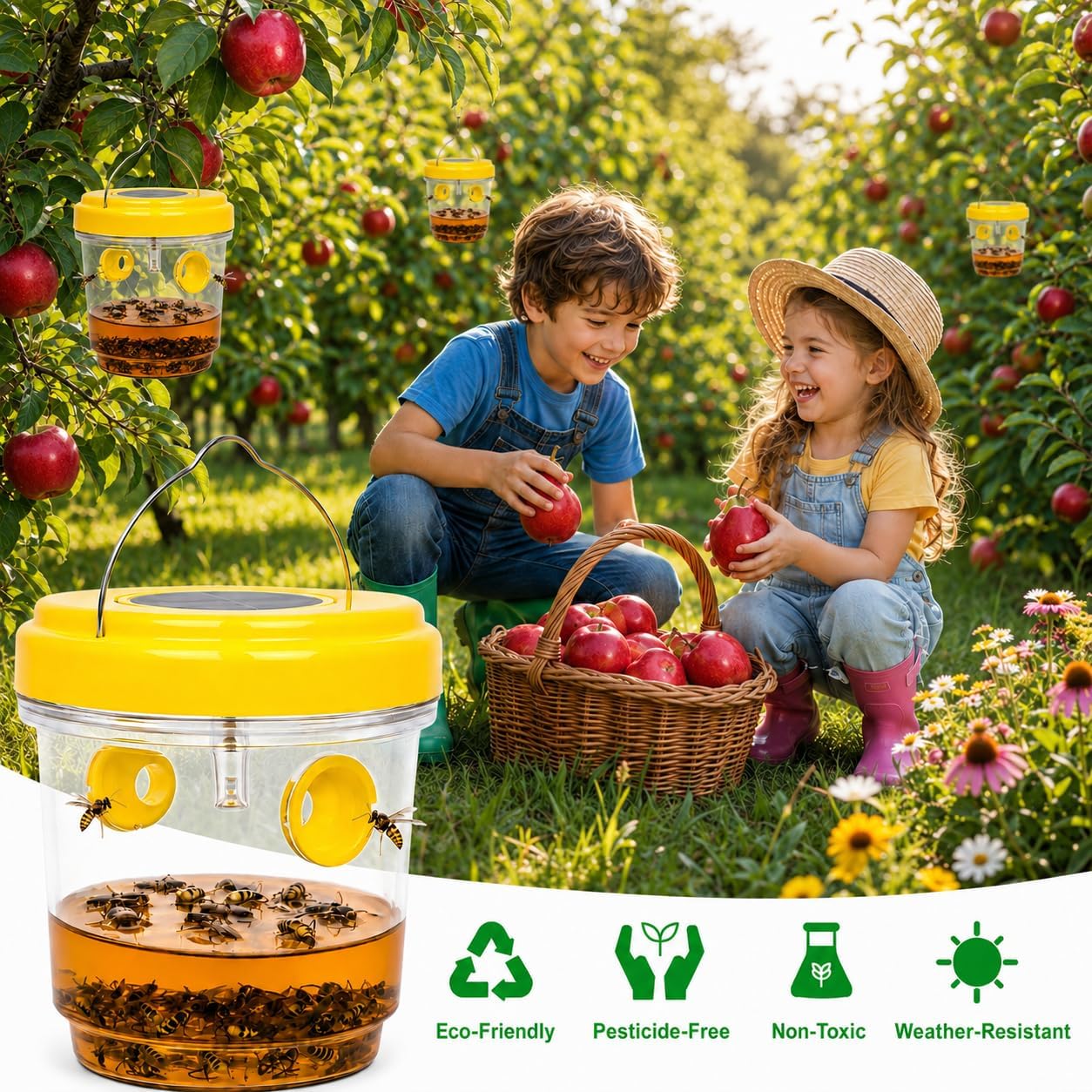 4 Pack 2026 New Upgrade Wasp Trap Outdoor Hanging, Yellow Jacket Traps, Bee Traps Outdoor Hanging, Carpenter Bee Traps for Outside, Hornet Traps