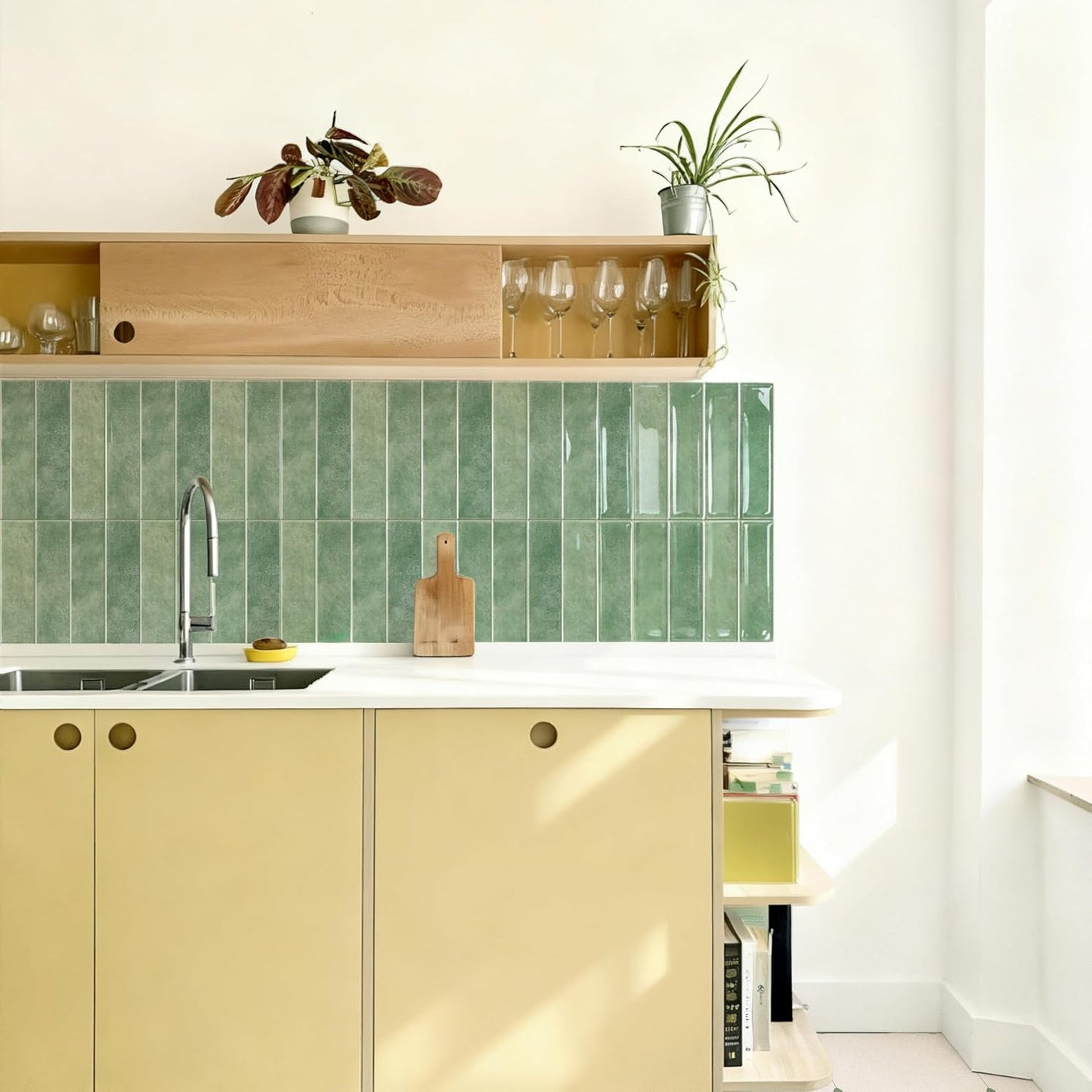 Alwayspon 10 Sheets 12x12inch Beige 3D Vinyl Backsplash Tiles, Self-Adhesive Peel and Stick Wall Tile Stickers Stick on Subway Tiles for Kitchen Bathroom Wall