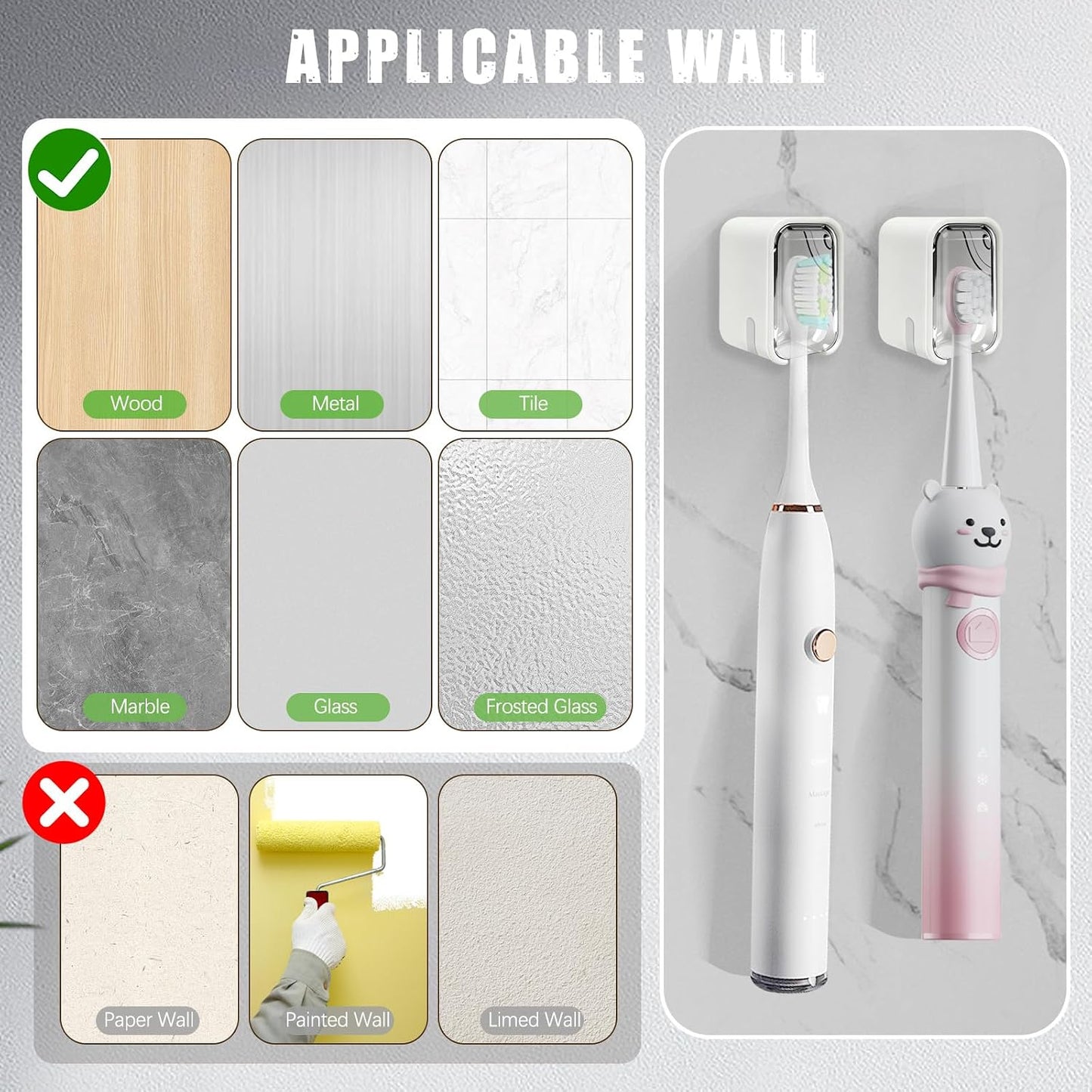 2 Pack Mini Toothbrush Holder Wall Mounted with Cover, Single Slot Toothbrush Storage Organizer for Shower, Compact Toothbrush Holders for Bathroom & Travel, Ideal for Family Tooth Brushes