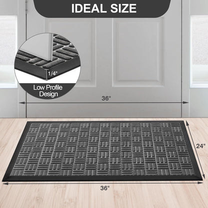 Mibao Front Door Mat, Heavy Duty Durable Welcome Mat for Outdoor Indoor, Dirt Trapper Waterproof Super Absorbent Door Mat for Entryway Outside Patio Porch, 29.5" x 17", Grey