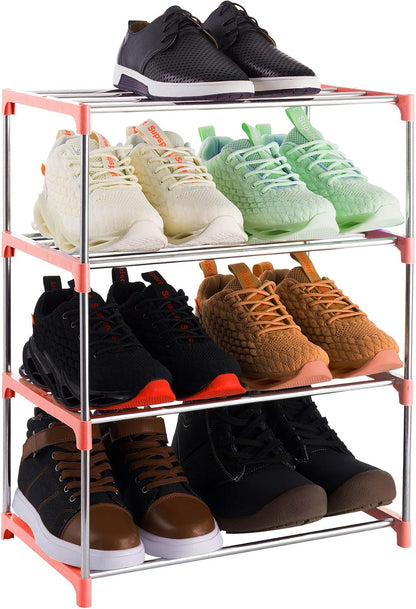 3-Tier Stackable Small Shoe Rack, Lightweight Shoe Shelf Storage Organizer for Entryway, Hallway and Closet(Black)