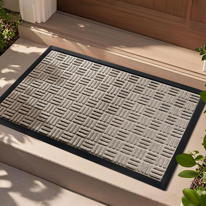 Mibao Front Door Mat, Heavy Duty Durable Welcome Mat for Outdoor Indoor, Dirt Trapper Waterproof Super Absorbent Door Mat for Entryway Outside Patio Porch, 29.5" x 17", Grey