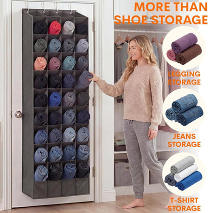 Ofiray-home 30-40 Pairs Over the Door Shoe Organizer | Large & Deep Pockets, Fits Boots, Sneakers or Larger Shoes, Space-Saving Hanging Shoe Rack