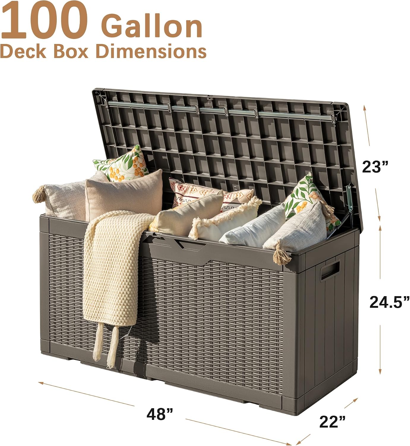 Devoko 30 Gallon Resin Deck Box Waterproof Outdoor Storage Box for Patio Furniture Pool Accessories Indoor Storage for Cushion Garden Tools (30 Gallon, Black)