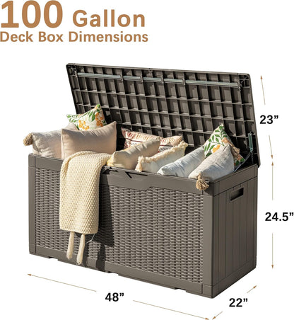 Devoko 30 Gallon Resin Deck Box Waterproof Outdoor Storage Box for Patio Furniture Pool Accessories Indoor Storage for Cushion Garden Tools (30 Gallon, Black)