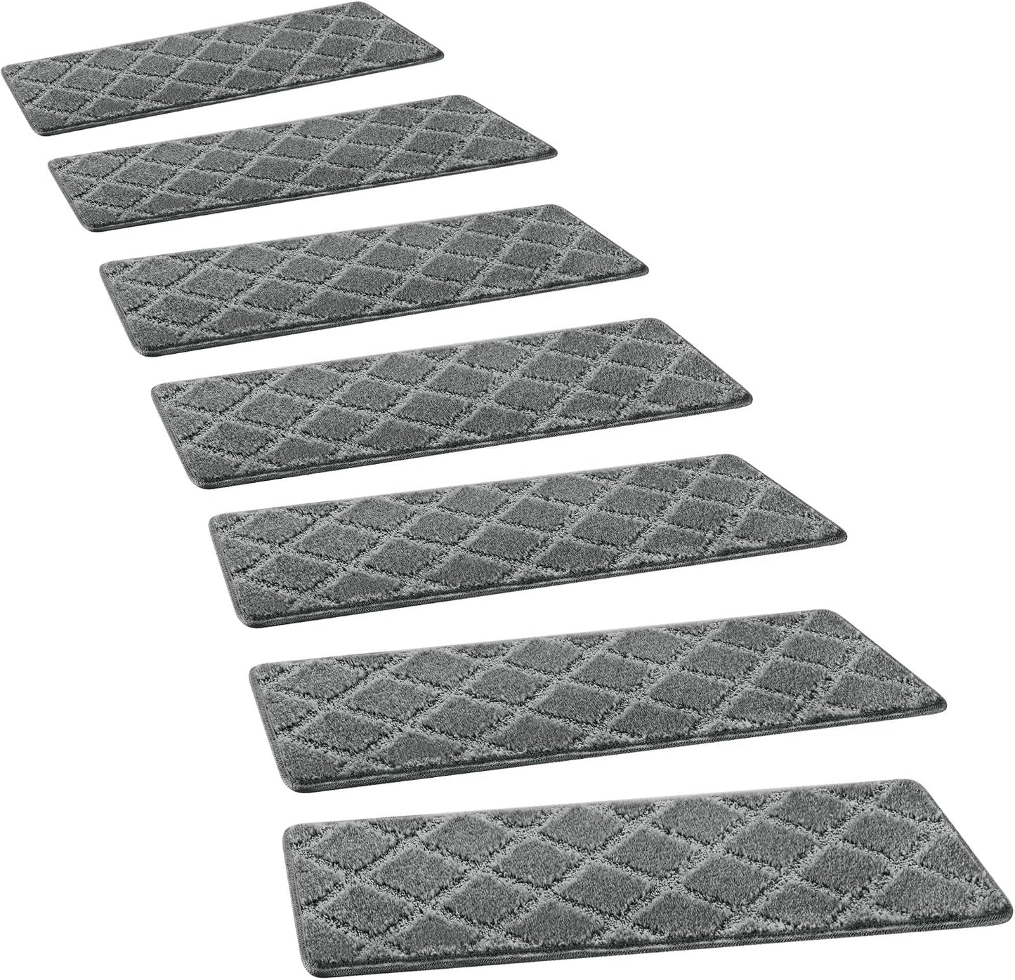 PURE ERA Carpet Stair Treads Tape Free Non Slip Indoor Stair Carpet Stair Protectors Pet-Friendly Non-Slip Skid Resistant Washable Reusable 8" x 30"(2 Pieces,Black)