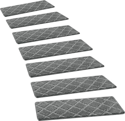 PURE ERA Carpet Stair Treads Tape Free Non Slip Indoor Stair Carpet Stair Protectors Pet-Friendly Non-Slip Skid Resistant Washable Reusable 8" x 30"(2 Pieces,Black)