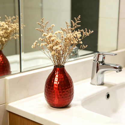 Hosley Small Cream Metal Tote Vase – Set of 4, 4.5" Long Decorative Mini Vases for Dried Floral Arrangements, Coffee Tables, Side Tables & Home Décor Accents