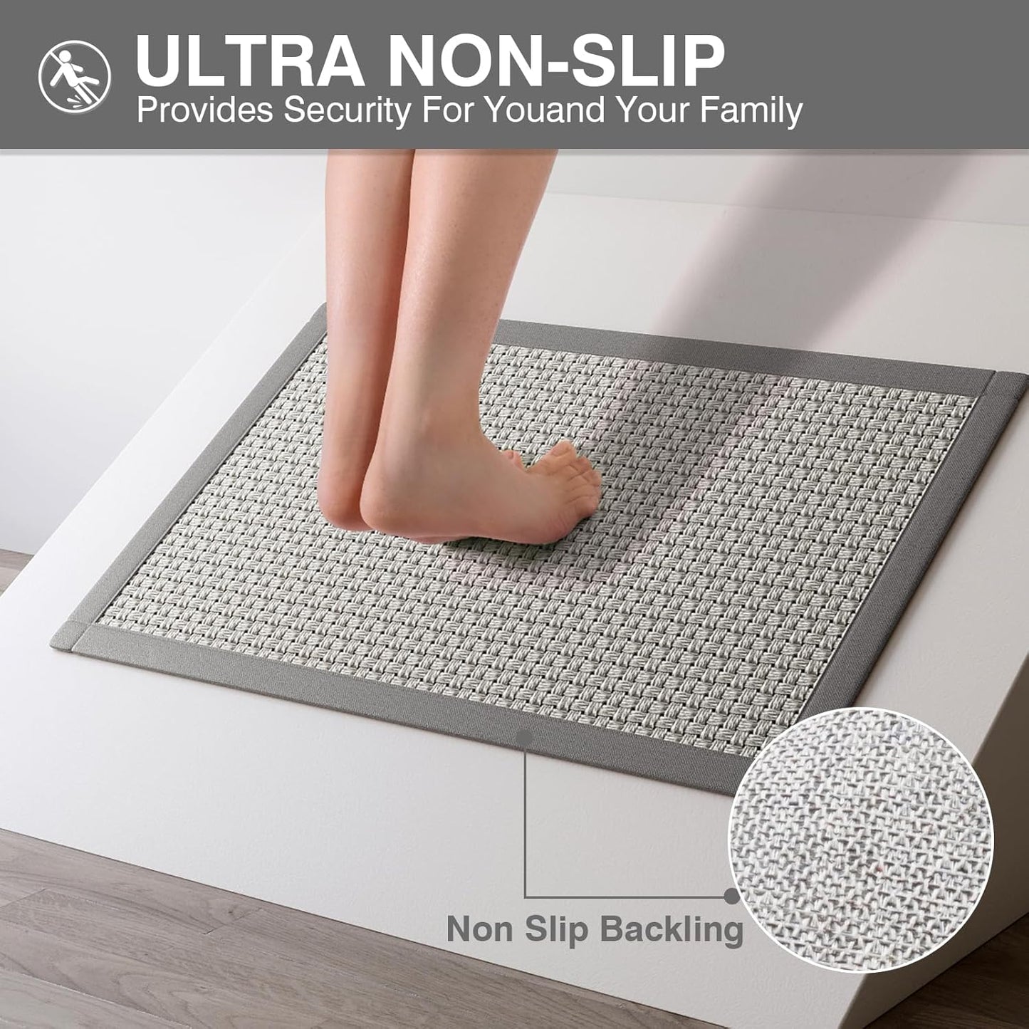 YDKGL Bathroom Rugs Non Slip, Super Absorbent Quick Dry Bath Mats for Bathroom, Foam Weave Texture Thin Bath Rugs Washable with Rubber Backing Fit Under Door Outside Shower,16" x 24“