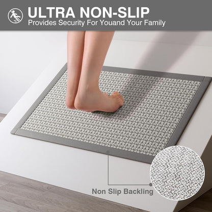 YDKGL Bathroom Rugs Non Slip, Super Absorbent Quick Dry Bath Mats for Bathroom, Foam Weave Texture Thin Bath Rugs Washable with Rubber Backing Fit Under Door Outside Shower,16" x 24“
