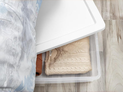 41 Quart Under Bed Storage Bins with Snap-On Lids, 2-Pack, Clear Plastic Stackable Tote Boxes, Closet Storage for Clothes Storage & Bedroom Organization