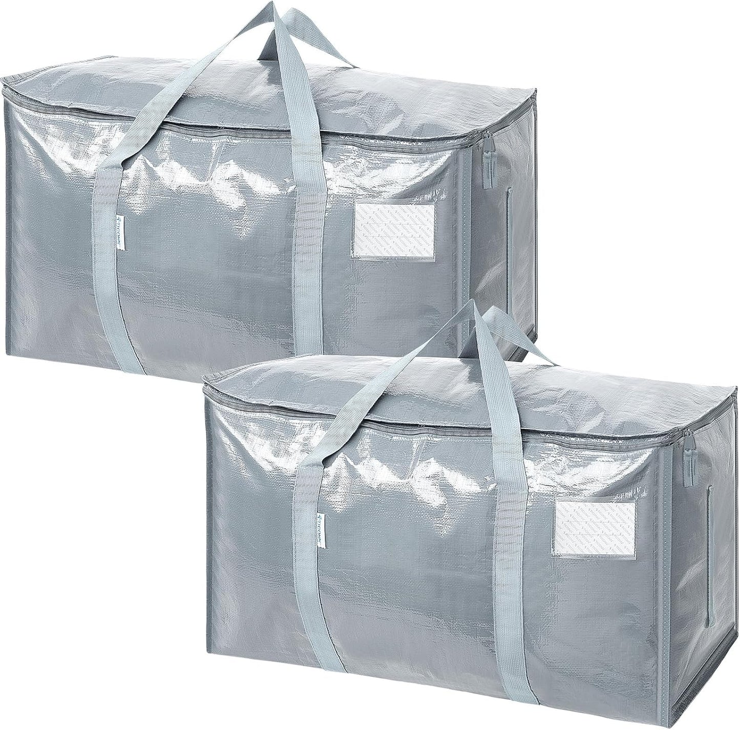 TICONN 4 Pack Extra Large Moving Bags Heavy Duty with Zippers & Carrying Handles, Durable Storage Bags Moving Boxes for Closet Organizers and Storage (4 Pack, Blue)