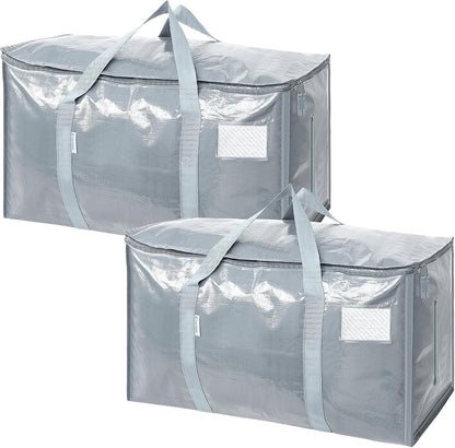 TICONN 4 Pack Extra Large Moving Bags Heavy Duty with Zippers & Carrying Handles, Durable Storage Bags Moving Boxes for Closet Organizers and Storage (4 Pack, Blue)