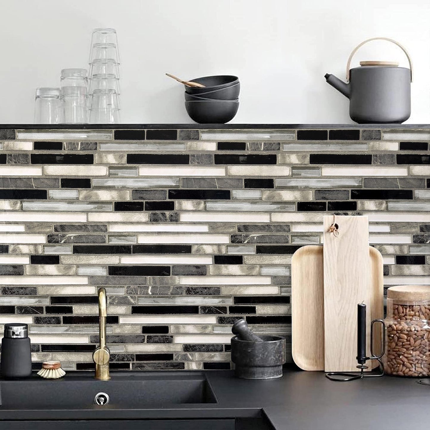 Livebor Peel and Stick Backsplash Wallpaper Kitchen Backsplash Wallpaper 11.8inch x 118.1inch Tile Contact Paper Kitchen Peel and Stick Countertops Waterproof Contact Paper for Bathroom Tile Vinyl