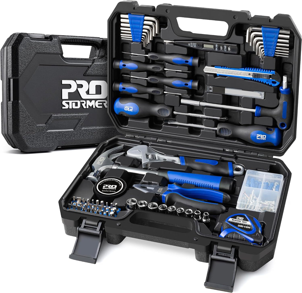 Prostormer 179-Piece Home Tool Kit, General Household Tool Set | Basic Hand Tools with Portable Storage Box for Apartment, Garage, Office and College Dorm