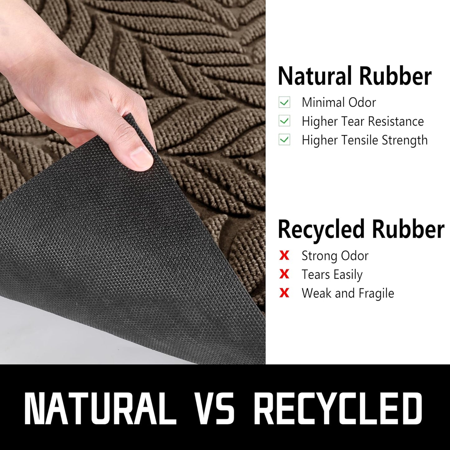 Yimobra Front Door Mat Outdoor Indoor, 29.5x17 All-Season Waterproof Door Mat Outside Entrance, All-Weather Non-Slip Outside Doormat for Garage Patio Entryway, Brown