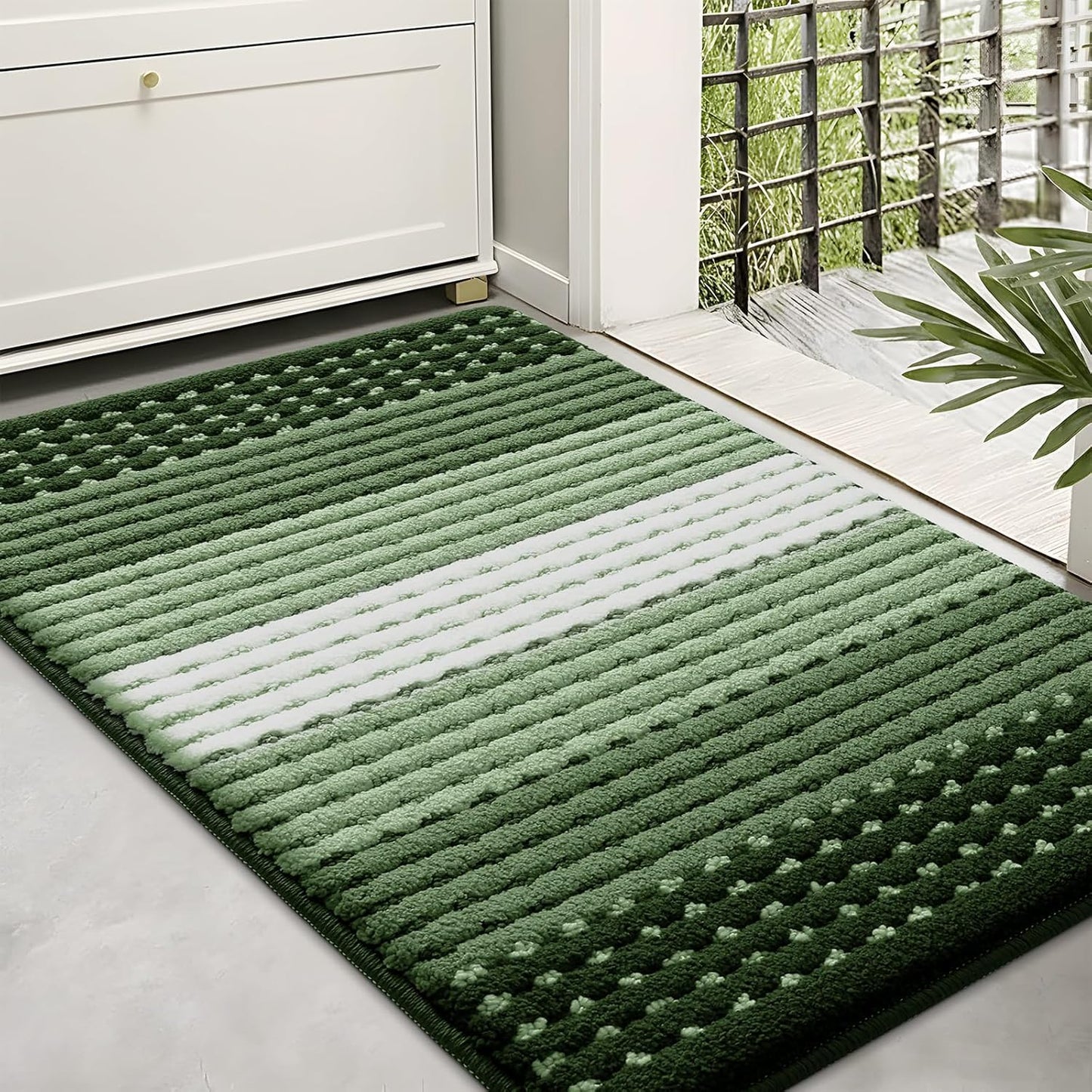 Kitinjoy Indoor Outdoor Door Mat, 32x20 Non-Slip Absorbent Dirt Trapper, Low-Profile Washable Inside Entrance Front Floor Mat, Sturdy Soft Entry Doormats for Entryway, Grey