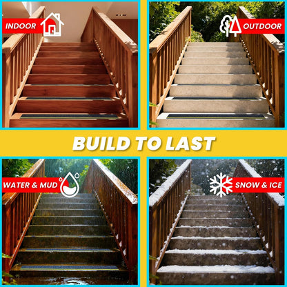 LifeGrip Anti Slip Traction Treads 10 Pack, 6"x32" with Glow in Dark Stripe, Best Grip Tape Grit Non Slip, Outdoor Non Skid Tape, High Traction Friction Abrasive Adhesive for Stairs Step