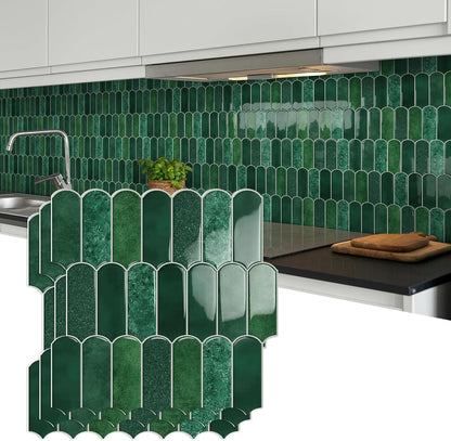 10-Sheet Upgraded Thicker Peel and Stick Kitchen Backsplash Tiles | Waterproof Self-Adhesive Vinyl Wall Tile Stick on Backsplash for Kitchen,Bathroom,Fireplace and RV(Sage Green,12"×12")
