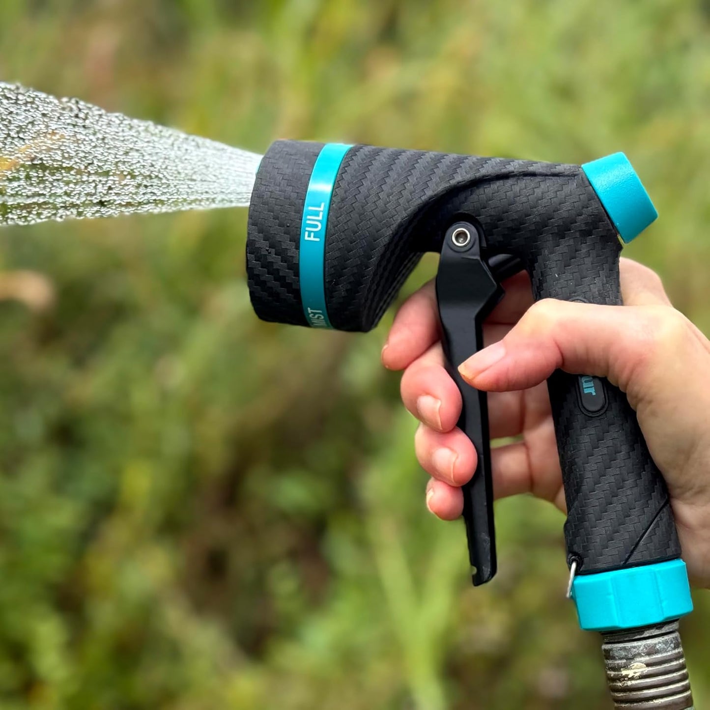 Gilmour Heavy Duty Garden Hose Nozzle, Swivel Connect, 5 Spray Patterns, Ergonomic Grip, Flow Control, Trigger Lock, Thumb Control
