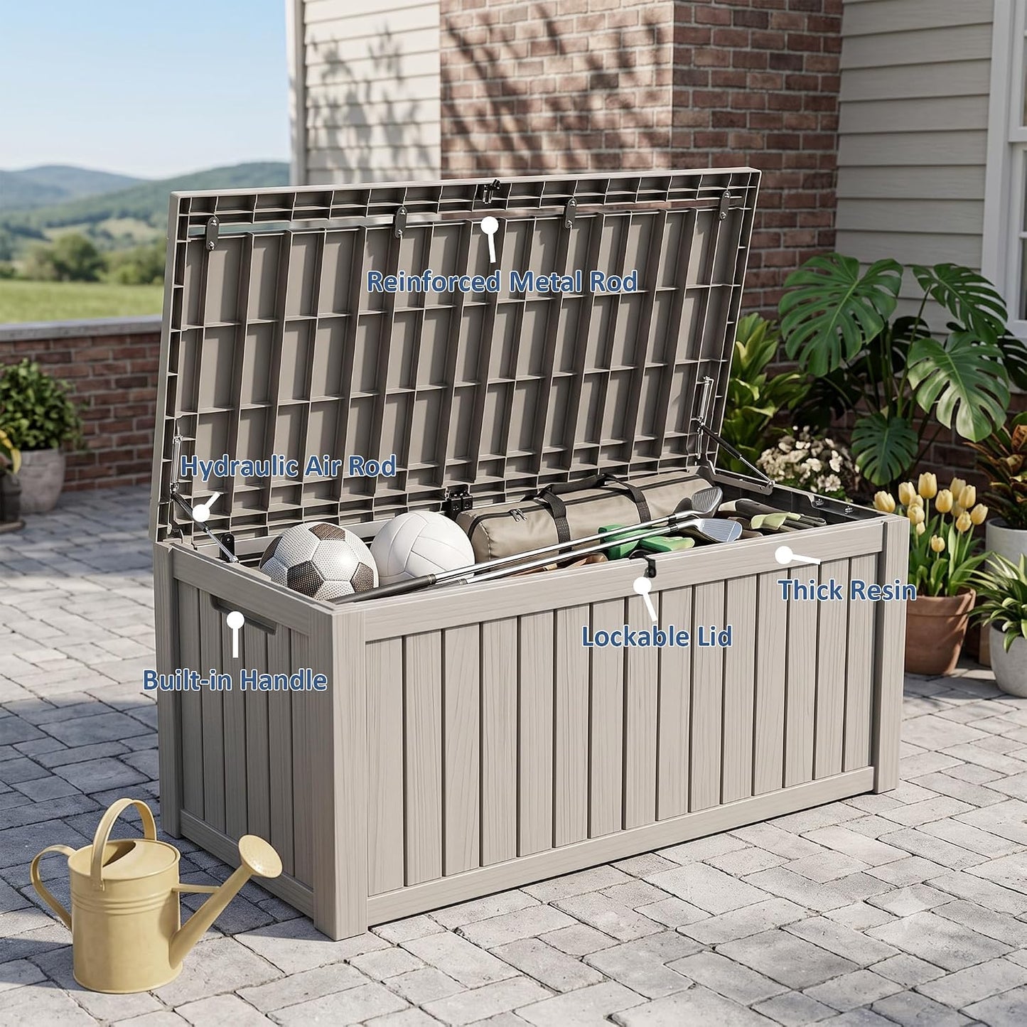50Gal Outdoor Storage Box Anti-Theft Delivery Box Lockable Deck Box | Heavy-duty UV & weatherproof resin for secure parcel drop, patio cushion storage, garden tools & porch package organization
