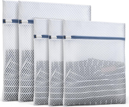 Durable Mesh Laundry Bags 5-Pack (12x16 Inch) Delicates Protector for Lingerie & Baby Clothes
