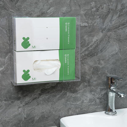 Cq acrylic Rubber Glove Holder for Wall Mount,Clear Disposable Glove Dispenser and Glove Box on Wall,Multipurpose Wall Floating Mask Dispenser and Medical Gloves Rack Storage,10.2”x16”x3.5” Pack of 1