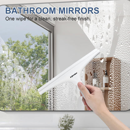 Silicone Shower Squeegee for Glass Doors with Hook, Window Squeegee for Shower Doors, Kitchen, Mirrors and Tiles, Glass Squeegee Bathroom Shower(10 inch, Gray)