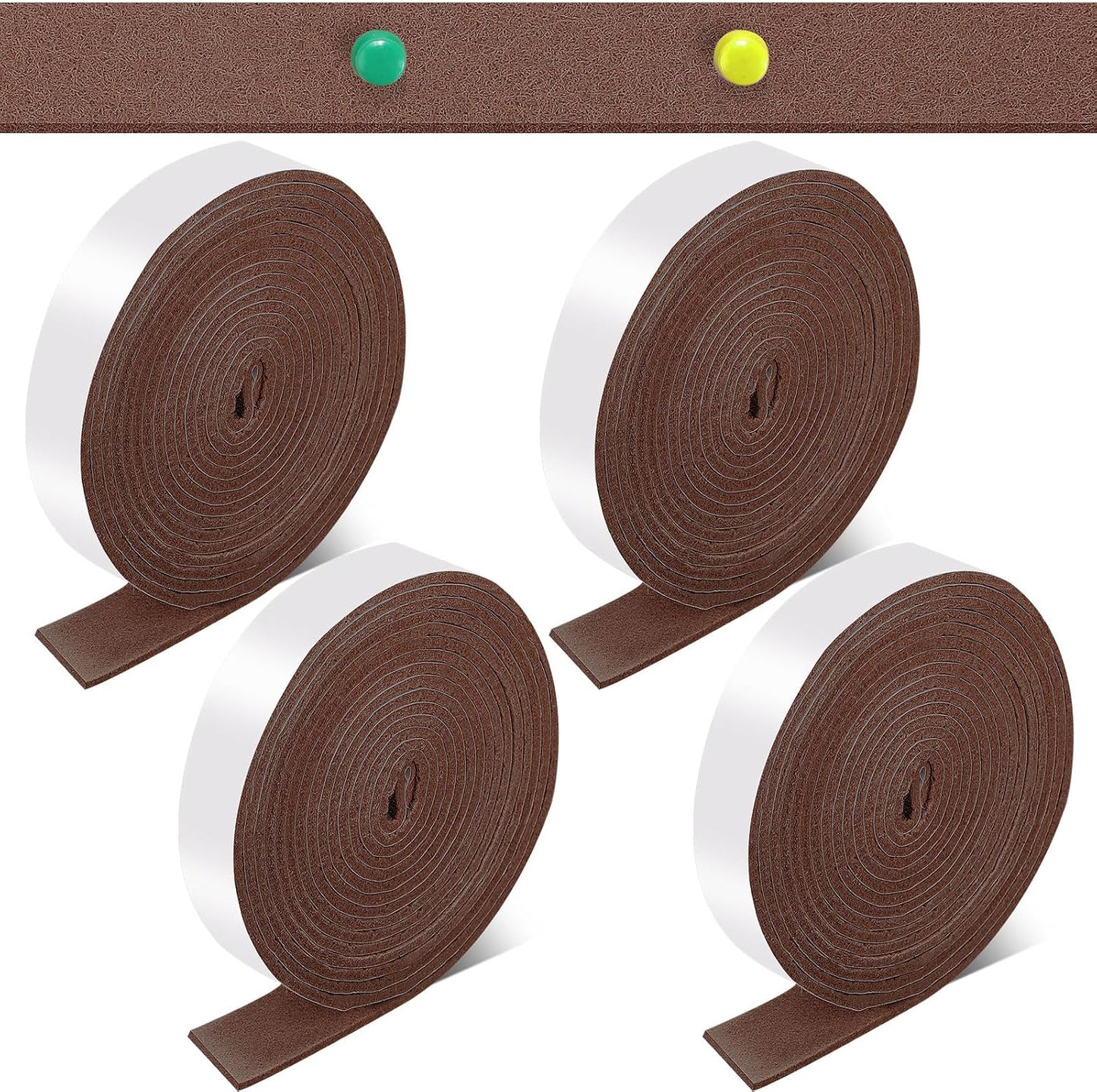 Zonon 4 Rolls 120 Inch Felt Strip with Adhesive Backing Felt Tapes Furniture Strip Rolls Self Stick Heavy Duty Polyester for Protecting Furniture and DIY Adhesive(Black,0.5 Inch)