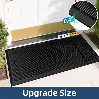 BEHERO Front Door Mat Outside Entrance, 36" x 17" Heavy Duty Rubber Outdoor Mats Enlarged for Entryway, Welcome Matt Outdoor, Dirt Trapping Waterproof