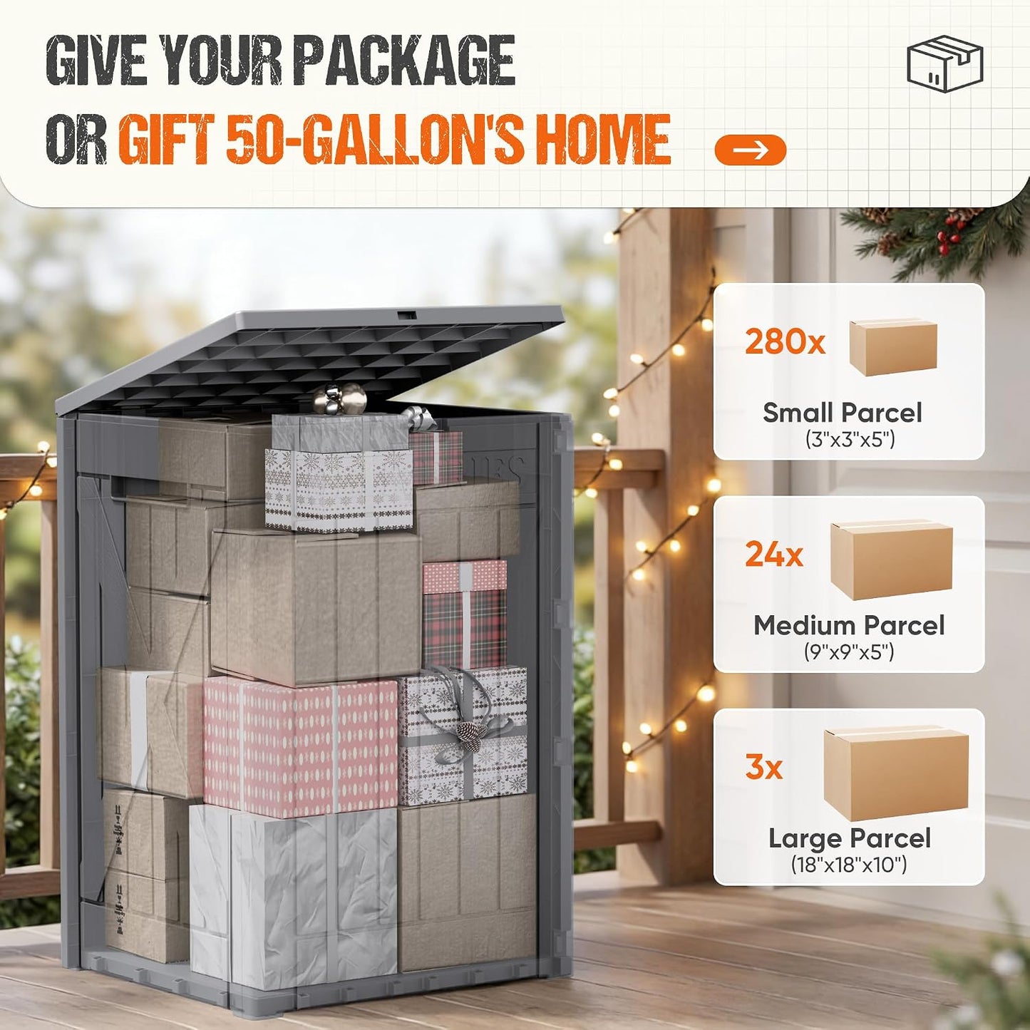 Flamaker Resin Deck Box 120 Gallon Waterproof Large Outdoor Indoor Storage Box Imitation Wood Resin for Patio Furniture Garden Tools and Pool (Black)