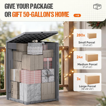 Flamaker Resin Deck Box 120 Gallon Waterproof Large Outdoor Indoor Storage Box Imitation Wood Resin for Patio Furniture Garden Tools and Pool (Black)