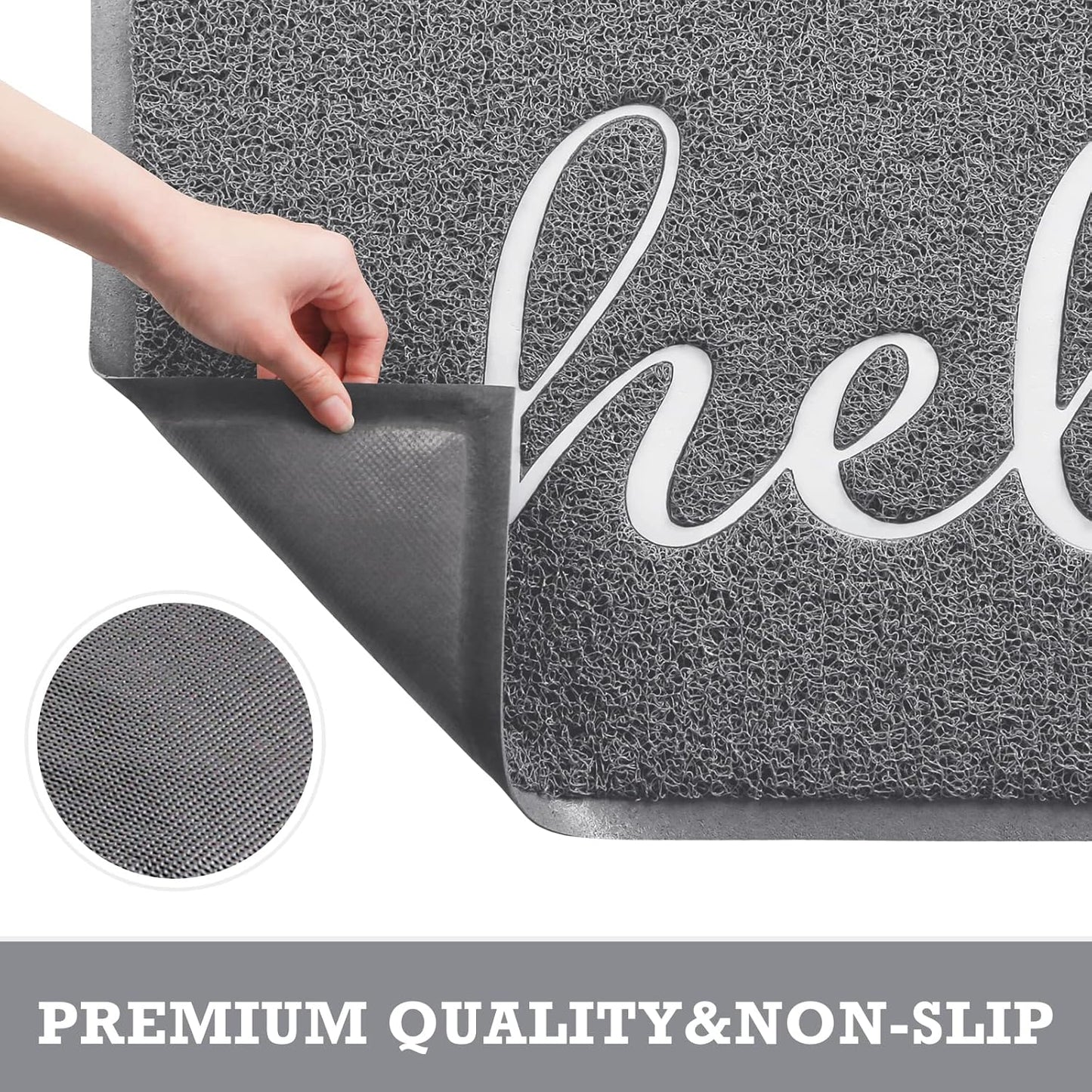 CozyBounty Black Door Mat Welcome Mats Outdoor Indoor Non-Slip Doormat for Entryway Low-Profile Floor Mat for Yard, Garage, High Traffic Areas (30"x17.5", Black)