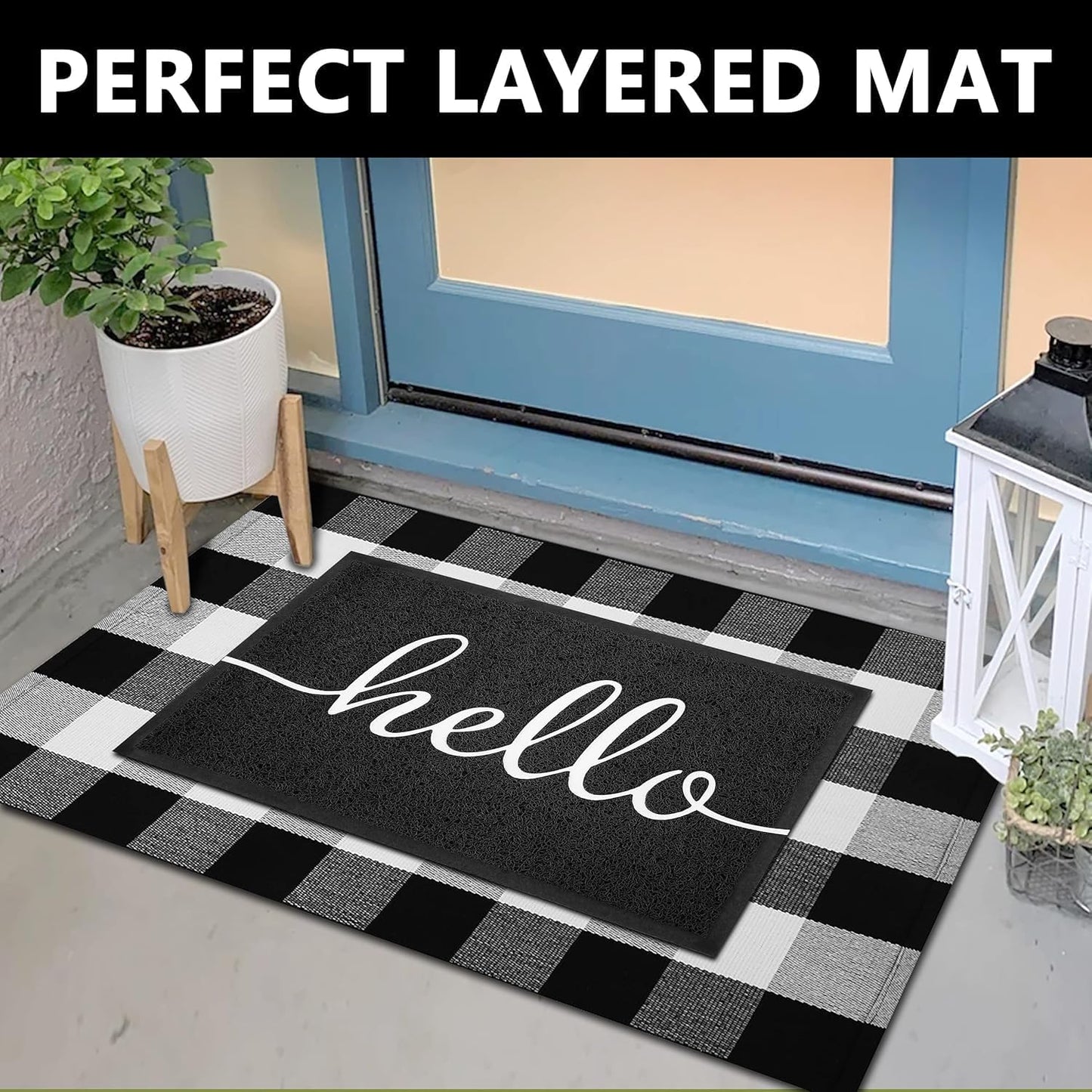 EARTHALL Door Mat Outside Inside Home Doormat, 30"x17.5", Durable Floor Mat Non Slip Mat Ultra Absorb Mud Easy Clean Front Doormat for Garage, Entryway, Patio, High Traffic Areas, Black