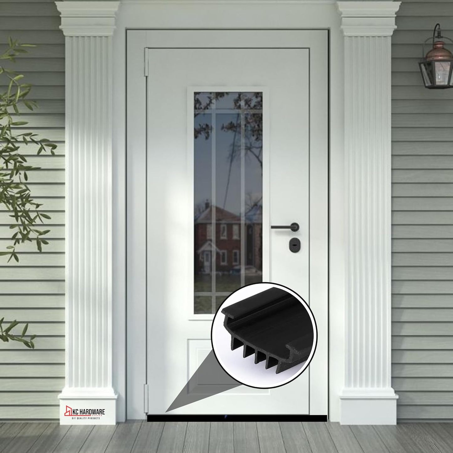 CBW KC Hardware U Shaped Rubber Door Bottom Sweep| Weather Stripping Door Seal Bottom for Front Door Bottom| Under Door Seal for Exterior Doors| Black- 48 Inch