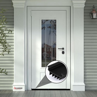 CBW KC Hardware U Shaped Rubber Door Bottom Sweep| Weather Stripping Door Seal Bottom for Front Door Bottom| Under Door Seal for Exterior Doors| Black- 48 Inch