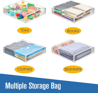 Houseables Sweater Bags Moth Proof, Clothing Storage Bags, with Zipper, Sweater Storage, Clear Zippered Organizers, Clothes, Blanket, Linen, Bedding, Quilt, Vinyl Plastic Protectors, 18x15x4”, 5 Pack.