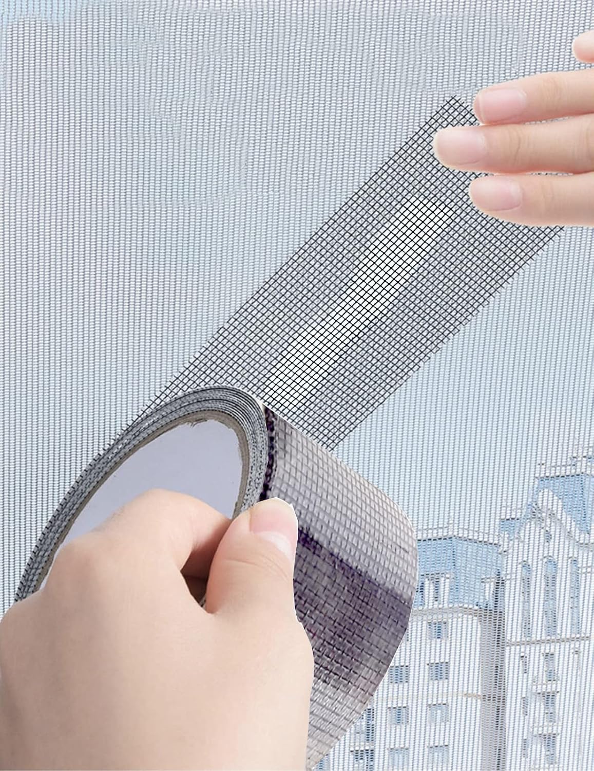 Windows Screen Repair kit Tapes, Black 2 inches X 80 inches Patches Tool, Adhesive Waterproof Fiberglass Mesh Patch Covering Fix Wire mesh Door Tears Holes