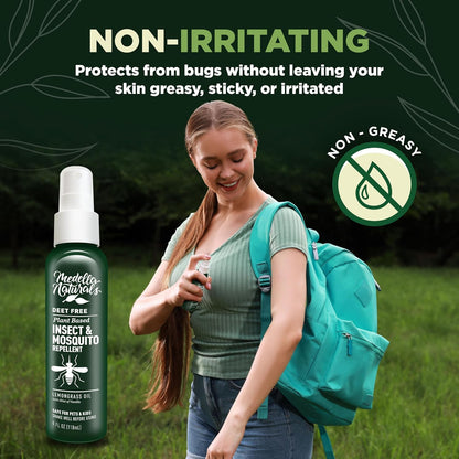 Deet-Free Insect & Mosquito Repellent – Nice Smelling, Pack of 2 (4 oz) | Insect Repellent with Lemongrass Oil Safe for Pets and Kids – Bug Spray Against Mosquitoes, Gnats, Black Flies, and No-See-um